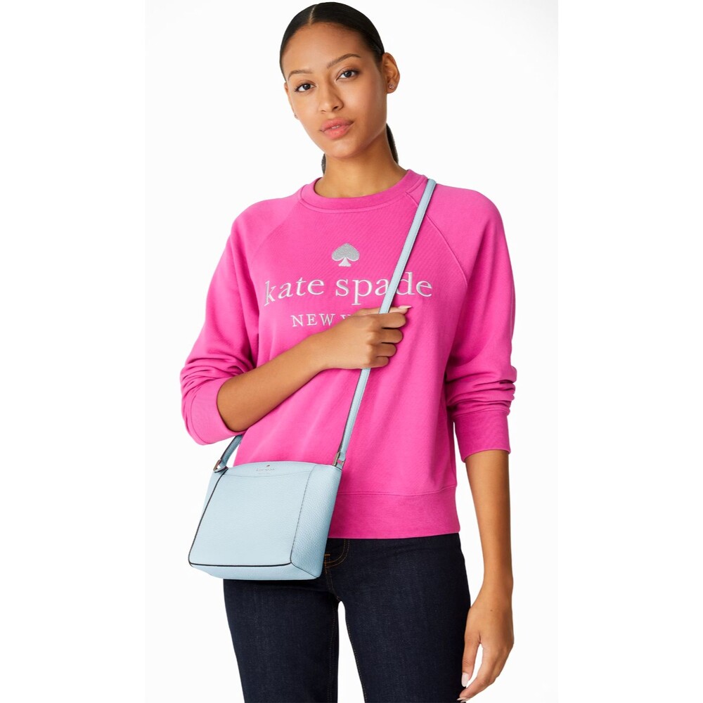 New Kate Spade Monica Pebbled Leather Crossbody Crisp Sky